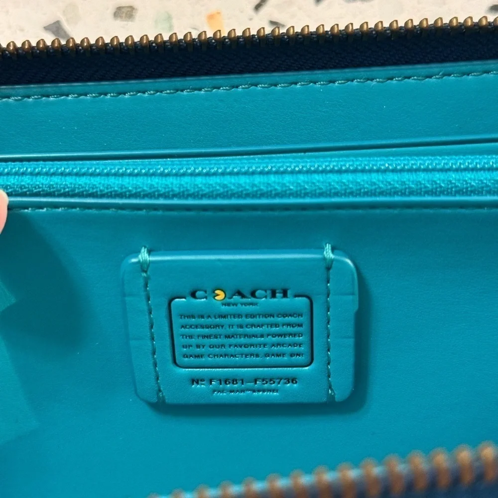 🎮 COACH x PAC-MAN Ghost Limited Edition Accordion Zip Wallet – Inky Blue